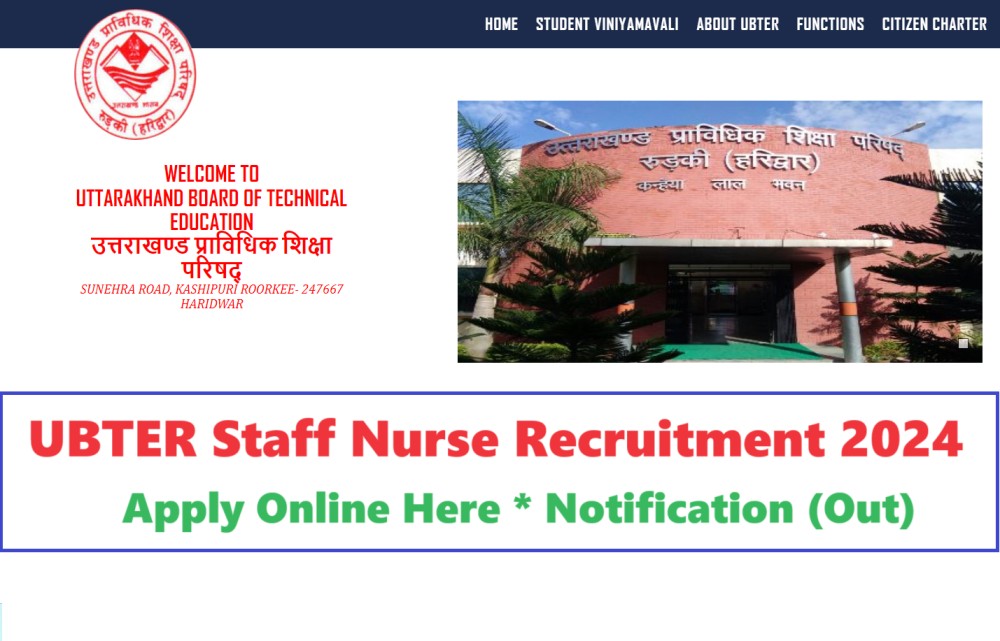 UBTER Staff Nurse Recruitment 2024