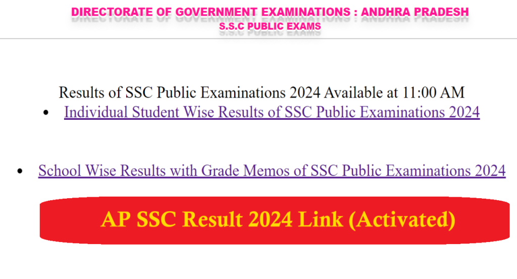 results.bse.ap.gov.in 2024 SSC Result Manabadi Link